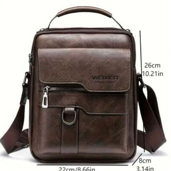 NWT WEIXIER Vintage Tan Camel Shoulder Spacious Multi-Pocket Office Travel Bag - Picture 1 of 13